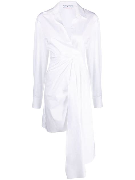 Asymmetric Shirt White Cotton Poplin 